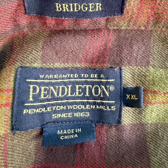 Pendleton Bridger Plaid Button Front Shirt XXL Wool Blend Flannel - Picture 4 of 11
